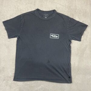 Quiksilver Shirt Mens Small Black Oversized Fit Short Sleeve Graphic Surf Tee
